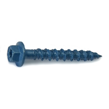 TORQUEMASTER Masonry Screw, 5/16" Dia., Hex, 2-1/4" L, Steel Blue Ruspert, 50 PK 51780